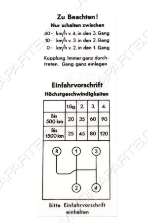 DECAL ON WINDSHIELD 356 A "SCHALTSCHEMA"