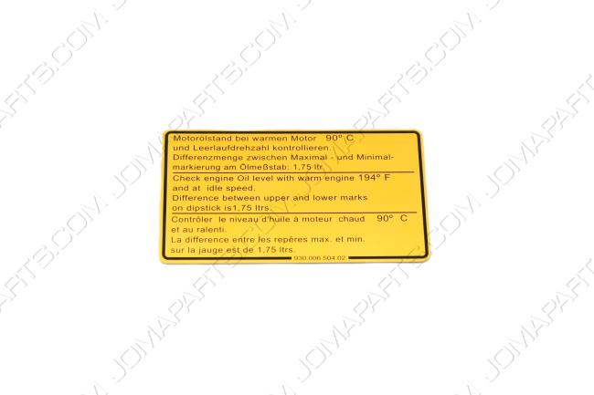 DECAL OIL LEVEL 911 81-89