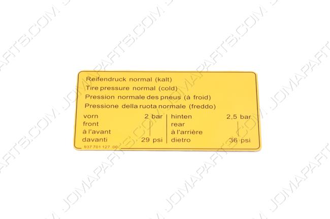 DECAL TIRE PRESS. 911 84-89