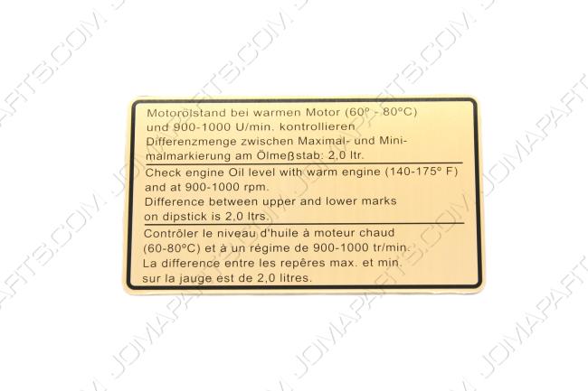 DECAL ENGINE OIL LEVEL 911 73