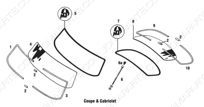 Parabrisas, juntas y molduras 356 coupé/cabriolet
