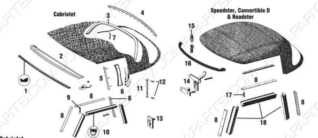 Kapaccessoires 356 cabrio/speedster/convertible d./roadster
