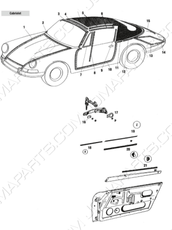 Carrosserieafdichtingen 911 Cabriolet