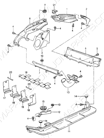 Beschermplaten van de motor 964 Turbo