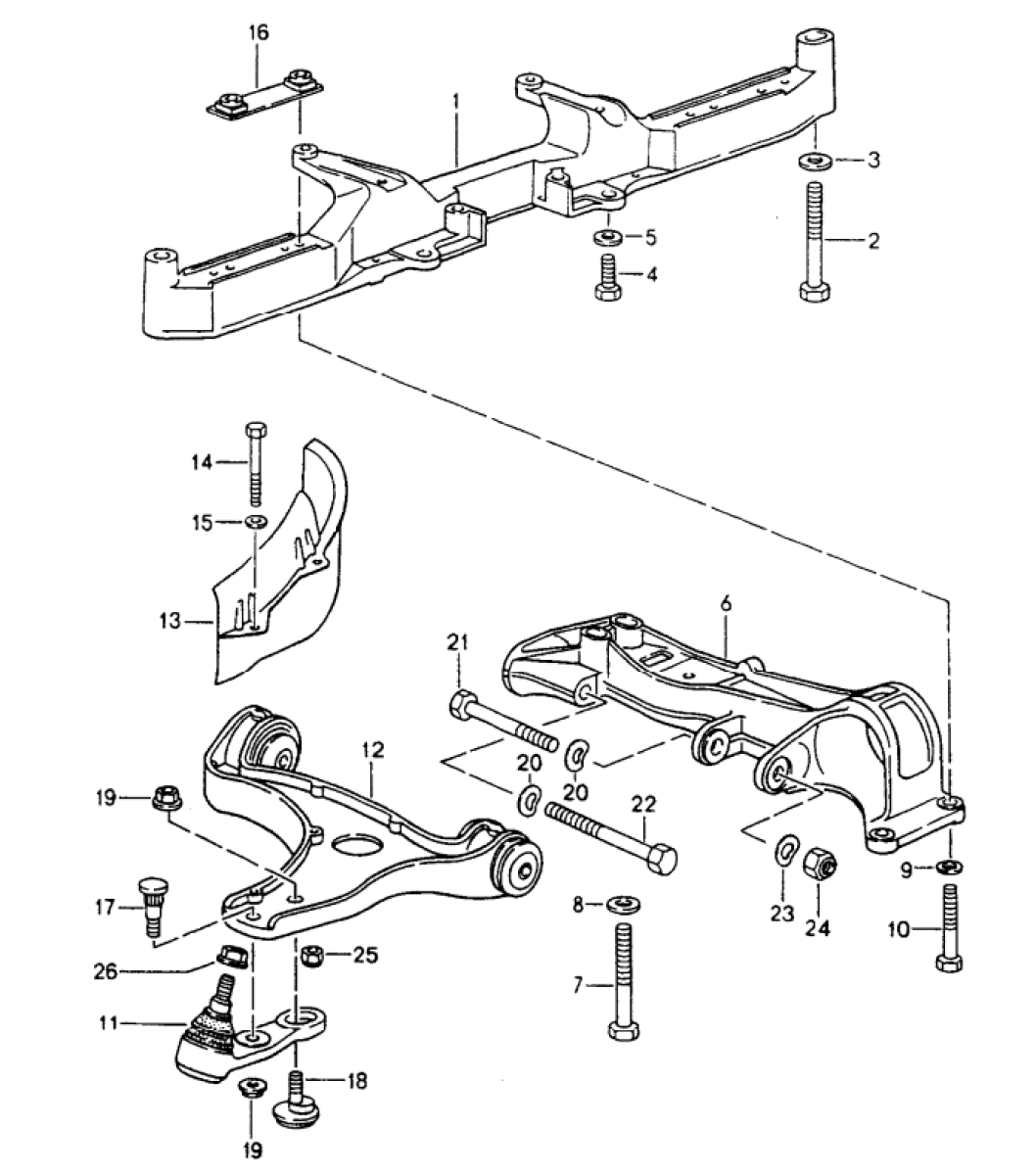 Front crossmember and Wishbone 964